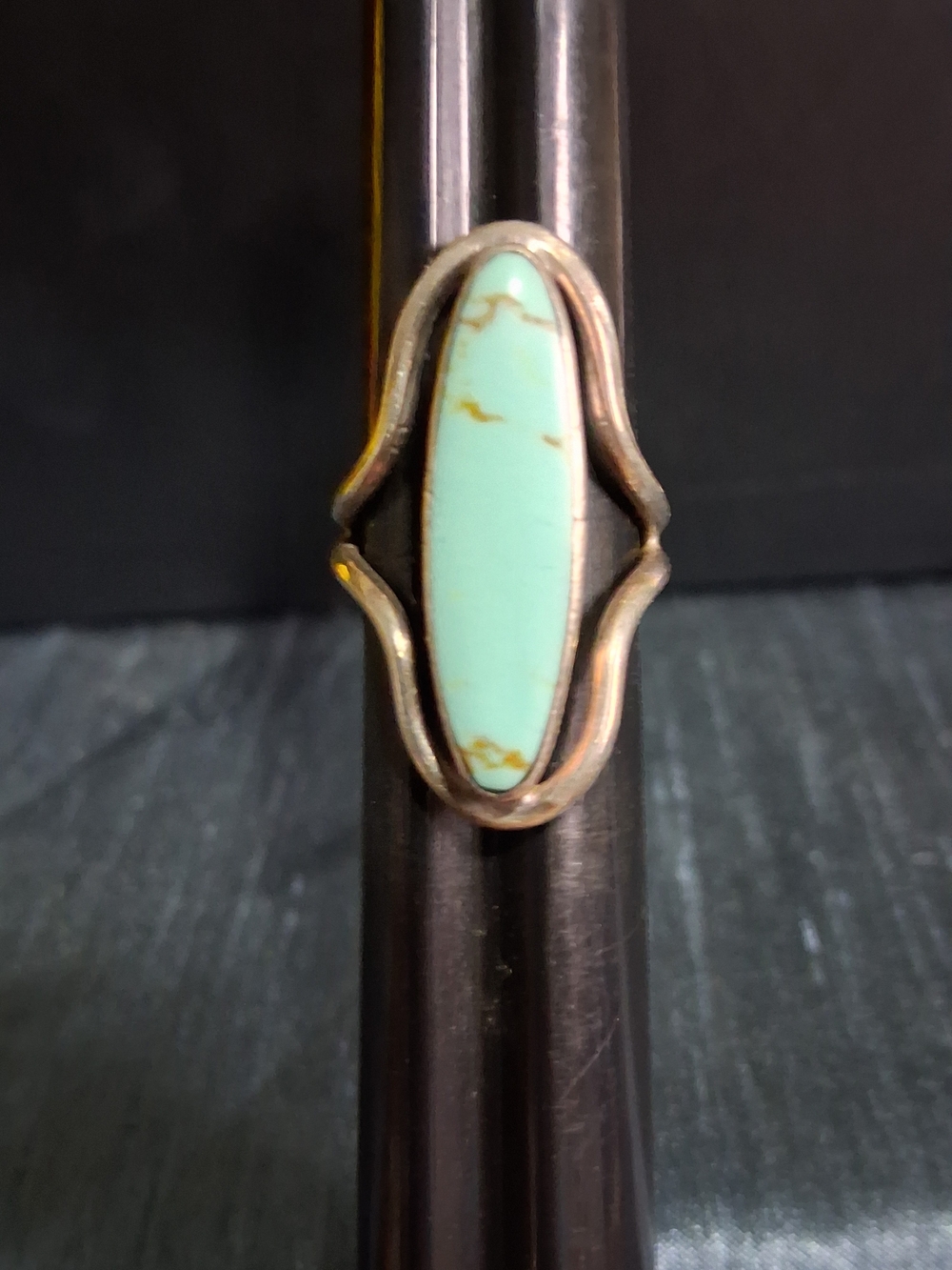Sterling Silver Turquoise Oval Stone Ring - Mint Blue Southwest Sz 5 Mexico